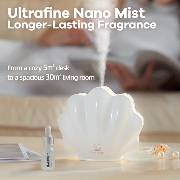 1 stk. Sort Skall Eterisk Olje Diffuser - Aromaterapi Luftfukter med Ultralydtåke for Hjem og Soverom