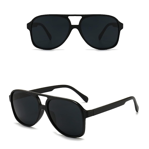 Vintage Aviator Solglasögon för Kvinnor Män 70-tal Glasögon Retro Överstora Gula Lins Skydd Balck