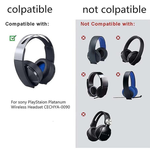 Erstatningsøreputer for Sony Platinum trådløst hodesett Cechya-009 Deksel