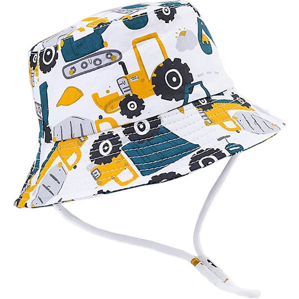 Barnhatt Justerbar Solhatt Andningsbar Strandhatt För Pojkar Flickor_ll Yellow Excavator 2-4 Years