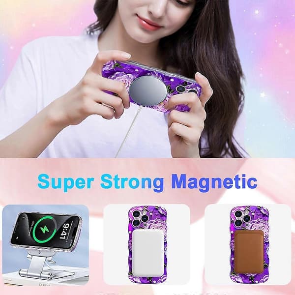 Magnetisk Wave Edge Glitter TPU-bagside til iPhone 15 Pro Max - GWL10222 GWL10223