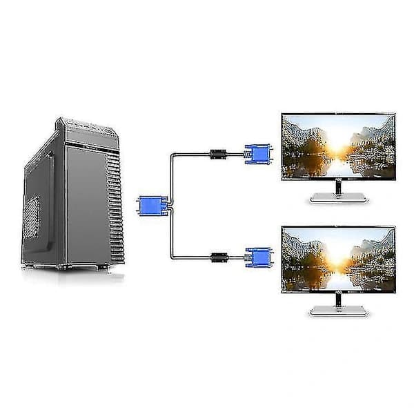 1 indgang til 2 udgange Split Screen VGA-kabel