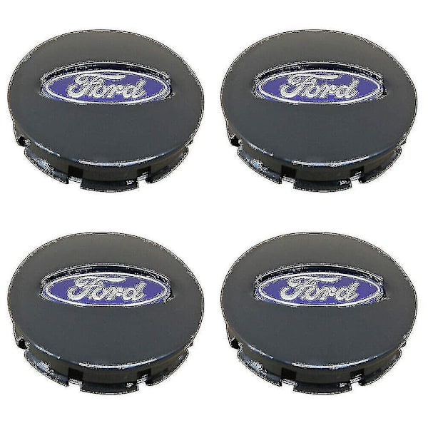 4 stk 65mm sorte navkapsler med emblem til Ford Bb53-1a096-ra -(ws)