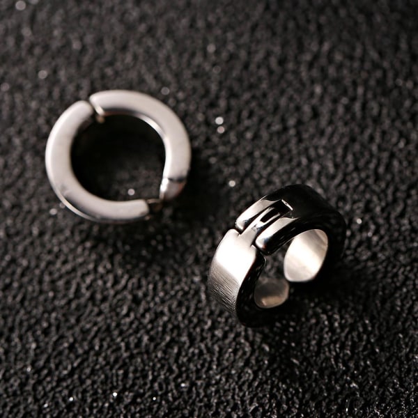 1 par stilige øreklips i rustfritt stål øredobber Øremansjett smykkegave (sølv glatt overflate)