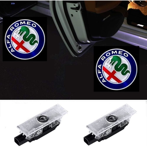 2-pack bildörrslampor Logotyp Projektor Spökljus Puddle Lights Välkommen Emblem Lampa för Alfa Romeo Stelvio (2017-2018) Giulia (2017-2018)
