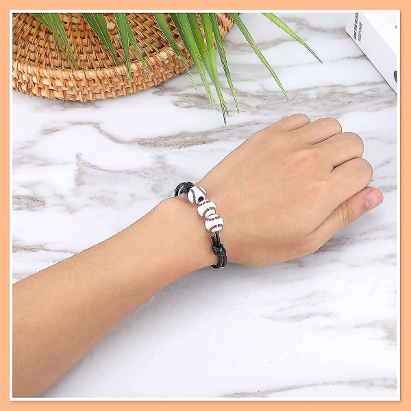 20 stk. Sporttema Charm Armbånd Fodbold Basketball Fodbold Baseball Volleyball Armbånd Justerbar Inspirerende Sport Perler Bold Armbånd Med Cha 20pcs-baseball