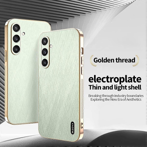 KADEM Skal för Samsung Galaxy S24+ Elektropläterad Silkesstruktur PU + TPU Mobilskal - Grön Green
