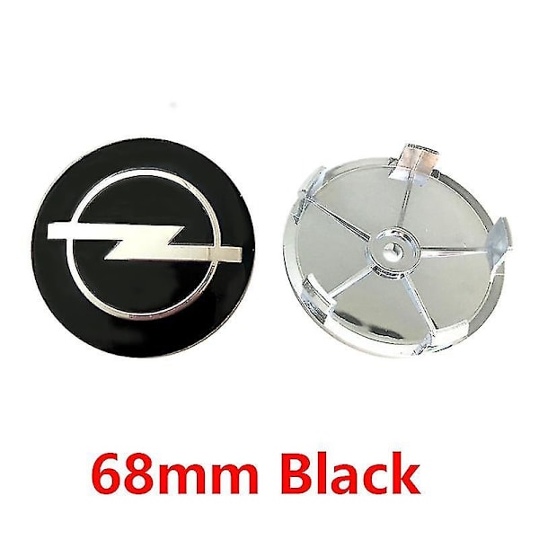 4 stk. 68mm 64mm 60mm 59mm 56mm Auto Fælgdæksler Dæksel Badge Logo Emblem Til Opel Hjul Center Hub Caps Bil Styling Tilbehør, 4 stk. 68mm Sort
