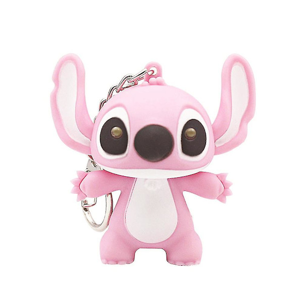 1/2 kpl Stitch-leluja riipuksia, piirretty ääntävä malli avaimenperä pariskunnille LED-avaimenperä fanien lahja Pink