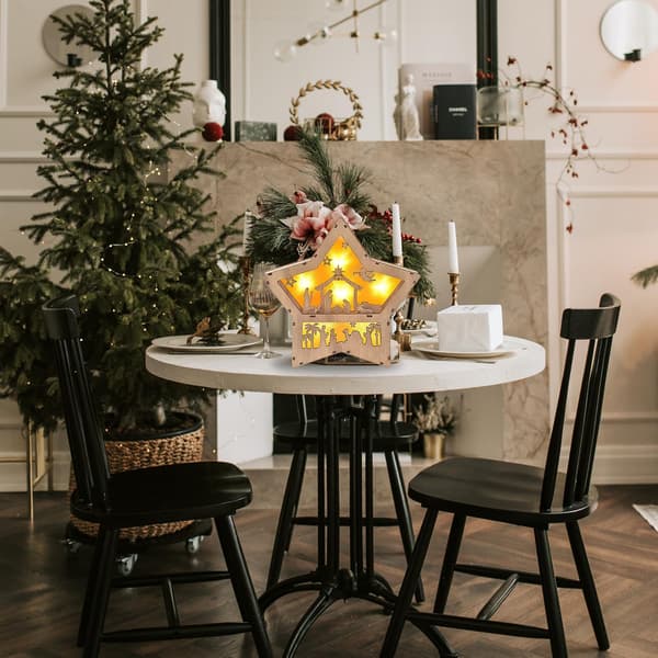 Julekrybbe figur, stjerneformet LED-lys, 3D juledekorasjon, innendørs julepynt (stjerneformet)