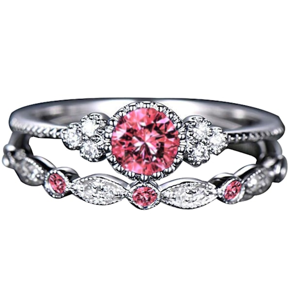 2 stk. fingersmykker dobbelt type holdbar mode cykelring til gave Pink US 6