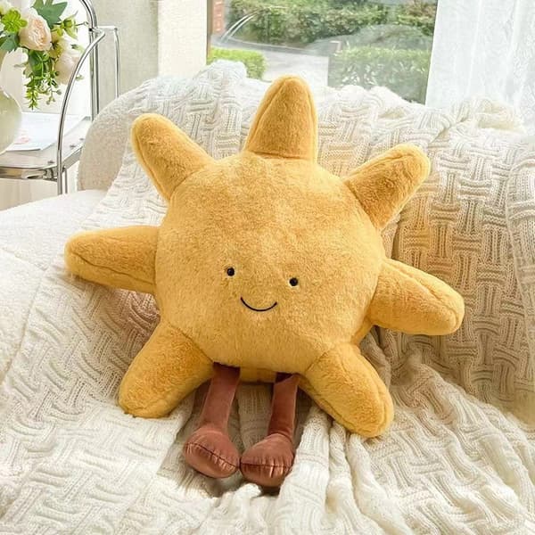 Smiley sol pude, sofapude, børns komfort plyslegetøjsgave 25 cm