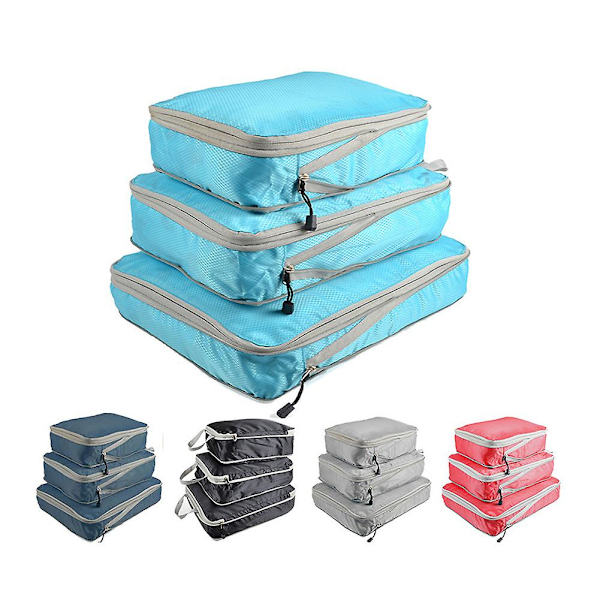 3 Sæt Pakkecuber Til Rejser, Rejsepakkecuber Til Kufferter Letvægts Rejse Essentials Taske Pakkecuber Bagageposer Organizer Med Håndtag
