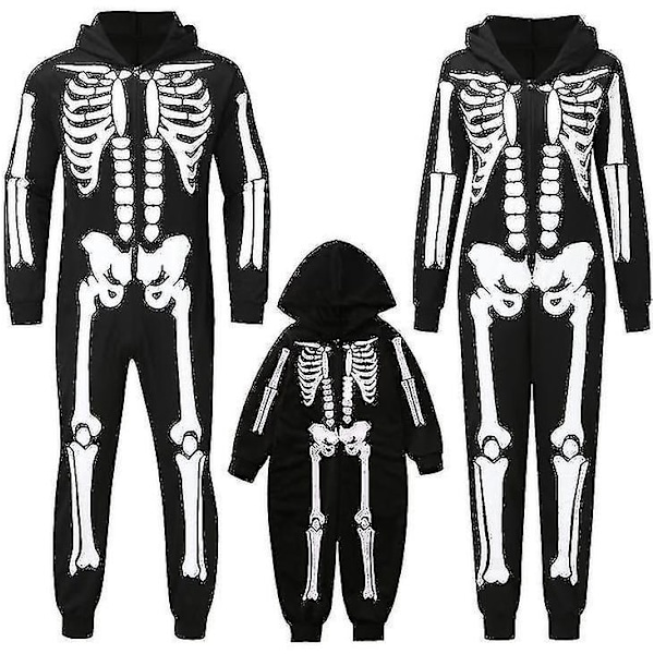 Unisex Skelettdräkt Familjepjjamashuvtröja Onesie, Familj Julpyjamas Nattkläder men Expedited XL