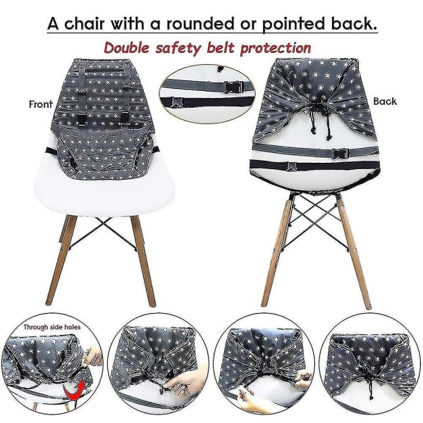 Baby Portable Adjustable Dining Chair Strap - Tärkeä turvavyö vauvan matkoille, ruokailuun ja leirintään grey