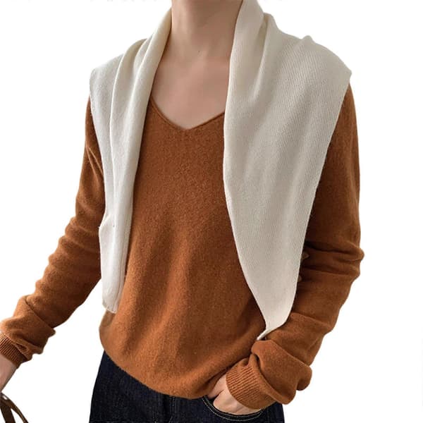 Dam Triangulär Halsduk Stickad Huvudduk Andningsbar Multi-Användning Vår Höst Sjal Beige Beige