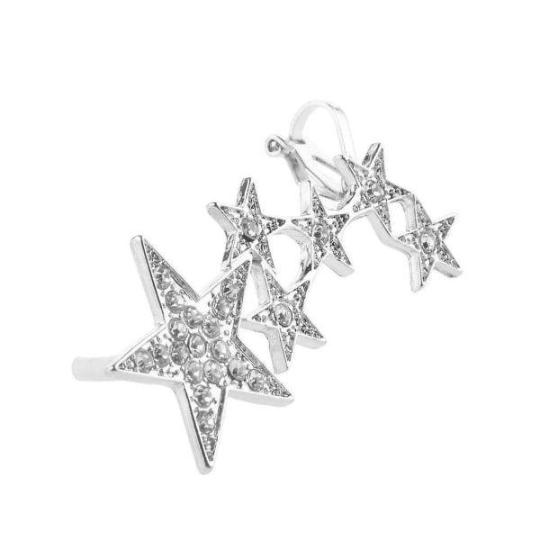 8x1kpl kiiltävä kristalli naisten tähdet oikea korvaklipsikorvakorut korvarenkaat hopea