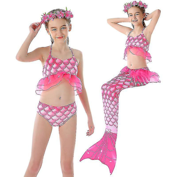 3 st flickor baddräkter sjöjungfru för simning sjöjungfru kostym bikini set style2 140