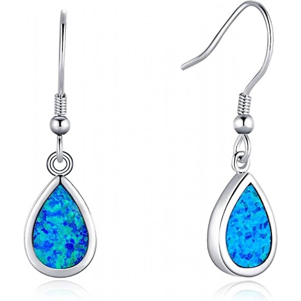 Fancime Sterling Sølv Opal Dangle Øreringe Tåreformet Krog Drop Øreringe Fødselssten Fine Smykker Til Kvinder Piger