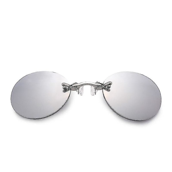 Kiinnittettävät Nenälasit Pyöreät Kehyksettömät Matrix Morpheus Aurinkolasit Mini Kehyksettömät Vintage Miesten Silmälasit Uv400 Silver