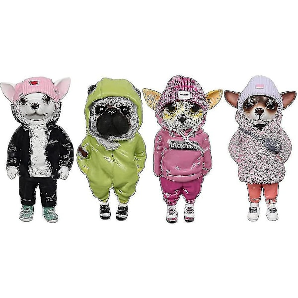 Håndlavet Dukke Resin Stående Hvalp Plys Legetøj Figur Chihuahua Sharpei Hund, Sød Moderigtig Dyr Ler Dukke Hjem Dekoration (a)-scntcv