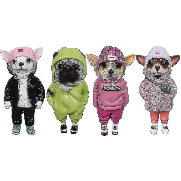 Käsintehty nukke Resin seisova pentu plussleluhahmo Chihuahua Sharpei koira, söpö muodikas eläin savinukke kodin sisustus (a)-scntcv