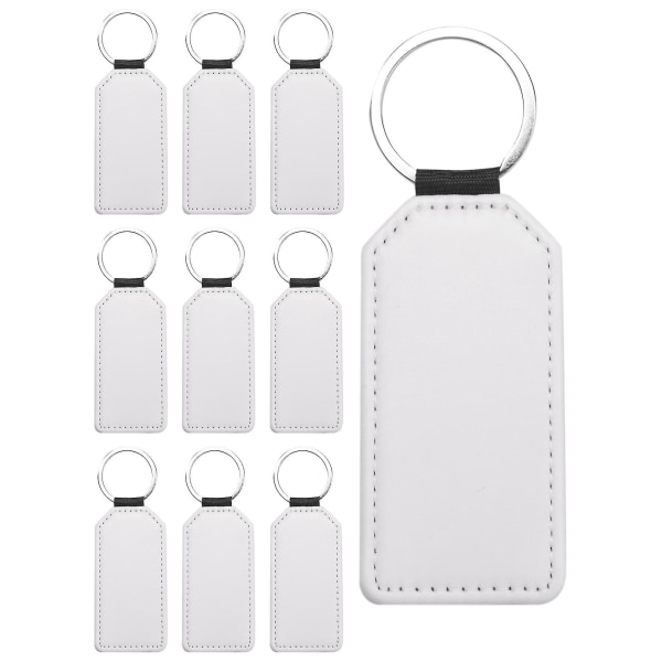 10 Pack Sublimation Blanks Glitter Pu Diy Transfer Keyring (gold Rectangle)