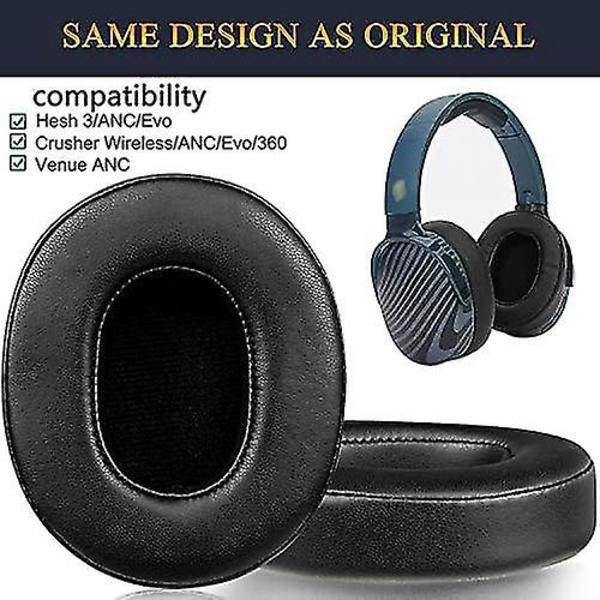 Ersättningshörlurar Öronkuddar För Skullcandy Hesh 3/anc/evo & Crusher Wireless/anc/evo/360 & Venue Anc Över-öra Protein Leather-Black