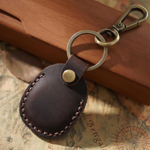 2 stk. PU Læder Airtag Nøgleholder, Airtag Vedhæng Airtag Etui Airtag Holder Airtag Nøglering Airtag Nøgleholder Etui Coffee