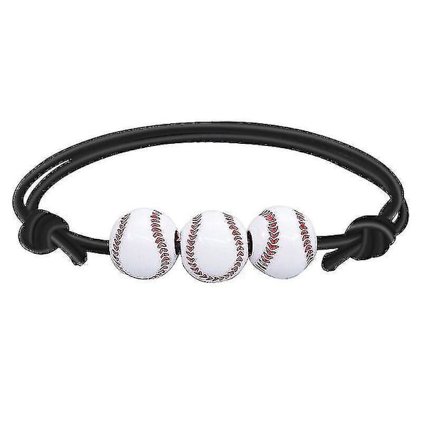 Populær Basketball Baseball Armbånd Voks Linie Vævet Tennis Rugby Armbånd 8 Farver Black line Baseball