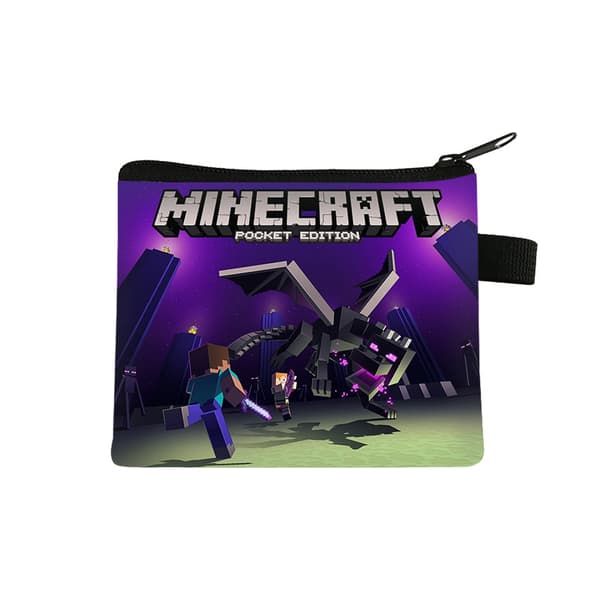 Minecraft Mini Møntpung — Bærbar Polyester Kortholder til Studerende 13.5*11cm.13