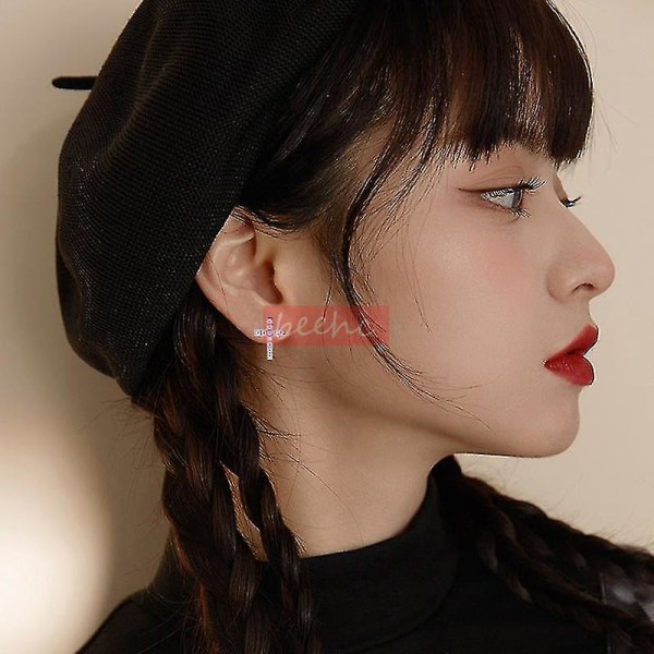 Koreansk mote minimalistisk liten kryss ørepynt for kvinner