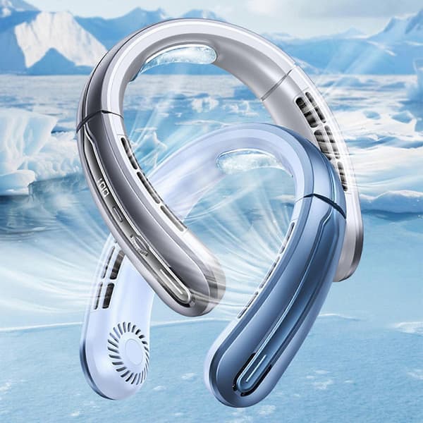 Bladeless bærbar ventilator, 5 hastigheder, USB genopladelig, til udendørs aktiviteter, rejser, hvid