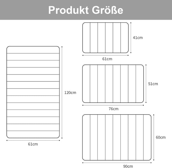 Baderomsmatte i Memory Foam (41x61 cm, Grå), absorberende, sklisikker/vaskbar