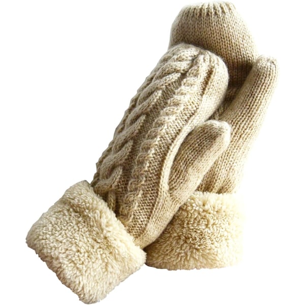 Kvinders vinterhandsker Varmt foring vanter- Hyggeligt uldstrik tykke handsker Nyhedsvanter Vinter koldt vejr tilbehør