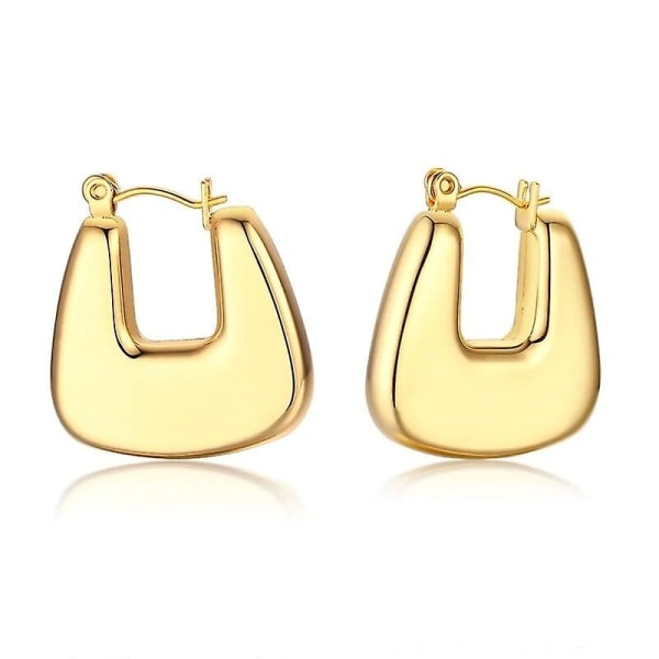 Bold Hoop örhängen för kvinnor, guldpläterade rostfritt stål Chunky Huggies, minimalistiska enkla geometriska ringar EH-287G Gold