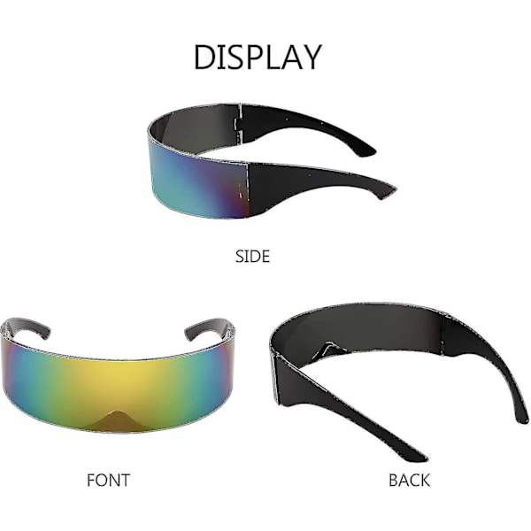 80-talls futuristisk Visir Solbriller Menn Kvinner Futuristisk Punk Stil B2740_s Colourful