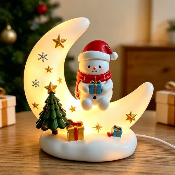 Jul Måne Natlampe Snowman /USB with light