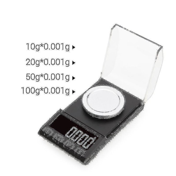 Kannettava digitaalinen vaaka kultainen koruvaaka jauhevaaka Mini tasku elektroninen vaaka Professional Digital Milligram Scale High Precision 100g*0.001g Dh