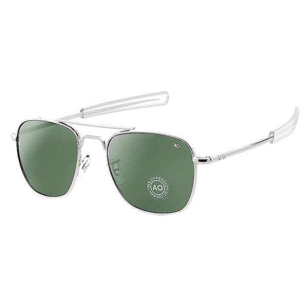 Aviation Pilot Solglasögon Män Kvinnor Vintage Designer American Army Militär Optisk Ao Solglasögon De Sol Masculino rZA sliver-green