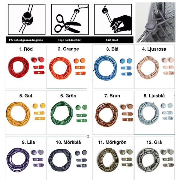 Elastiske snørebånd med snøring - Slip for at binde dine sko - Ensfarvet 6 Green (1 pair)