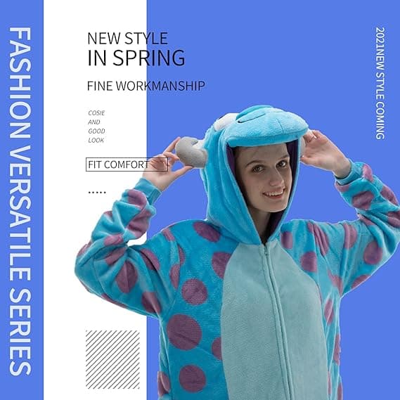 Heldragt pyjamas, rollespilsdyr heldragt Halloween kostume pyjamas hjemmetøj (Størrelse M)