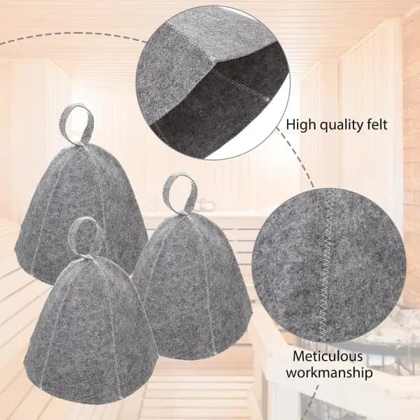 stk Filtsaunahetter, Svømmehette, Hodeplagg, Absorberende Saunahette for Sauna, Dusj, Bad, Dampbad A 3stk 3st
