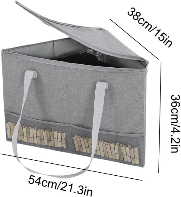 Triangulär Vikbar Hängare Förvaringslåda (54x36x38 cm, Grå), platsbesparande/robust, för resa/studentrum/sovrum