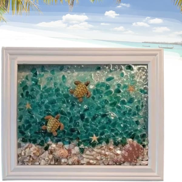 Sjøglass Kunstsett for Voksne: Havskilpadde, DIY Mosaikk
