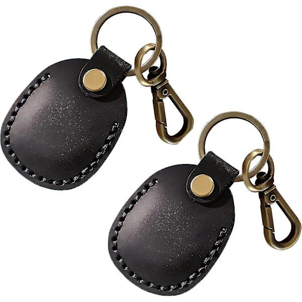 2 stk. PU-lær Airtag nøkkelring, Airtag anheng Airtag etui Airtag holder Airtag nøkkelring Airtag nøkkelring etui holder Black
