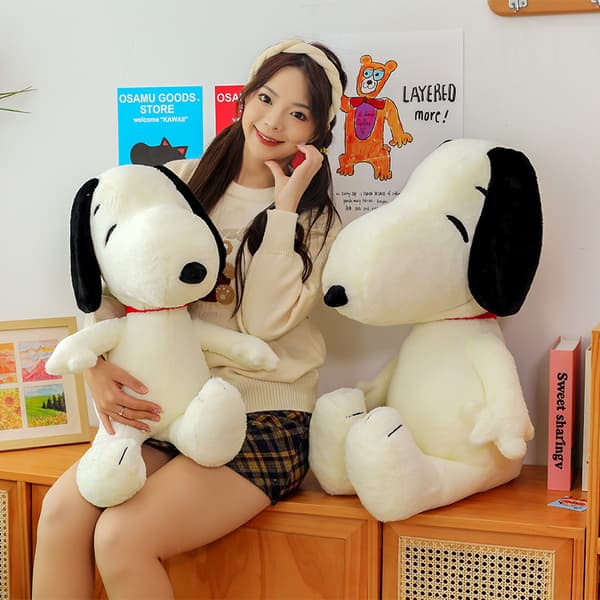Søt og myk Snoopy hundedukke, puteputeleke for å roe søvnen (35 cm)