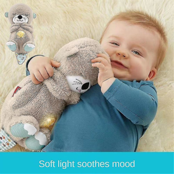 Breathing Otter Sleep and Playmate Otter Musical Stuffed Baby Plush Toy with Light Sound Newborn Sensory Toy