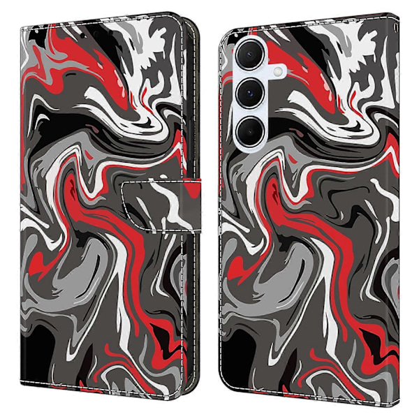 Plånboksfodral för Samsung Galaxy A56 5G med mönstertryck, stativ och flip-skydd i läder - Rock Texture Neon
