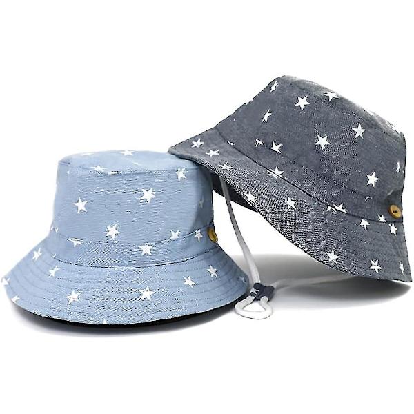 Barnhatt Justerbar Solhatt Andningsbar Strandhatt För Pojkar Flickor_ll Star Denim 2-4 Years